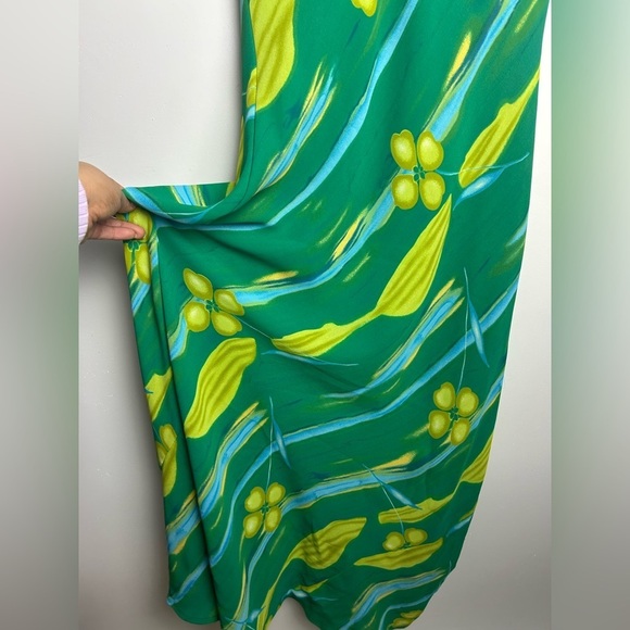 VTG Y2K Gabrielle Mxi Dress Women M Floral Green Sheer Silk Blend Boho Cottage - Picture 6 of 16